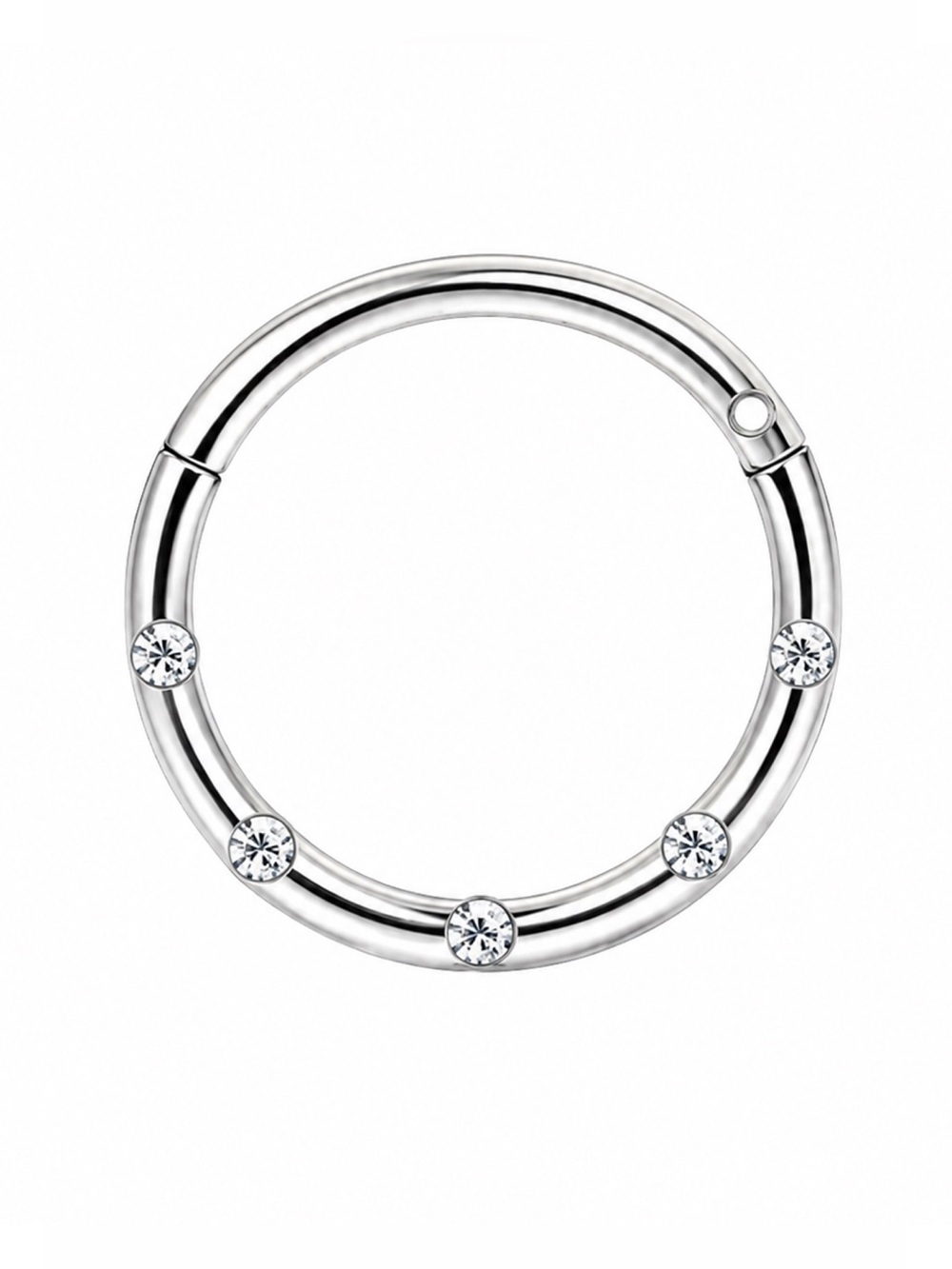 Clear CZ Hinged Clicker Hoop Ring 16G 8mm Stainless Steel